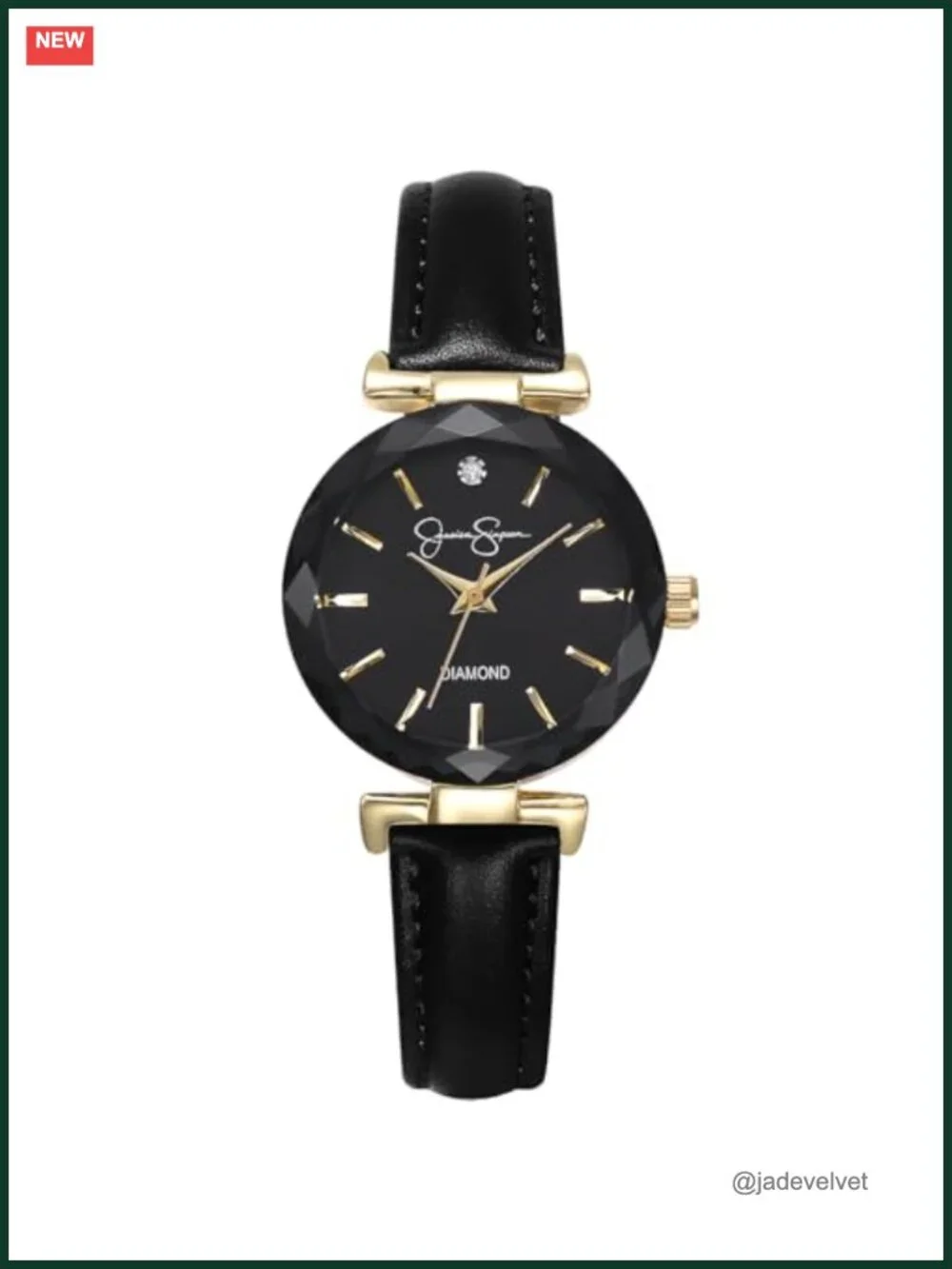Womens Dress Watch Quartz Vegan Leather Band Crystal Diamond Face